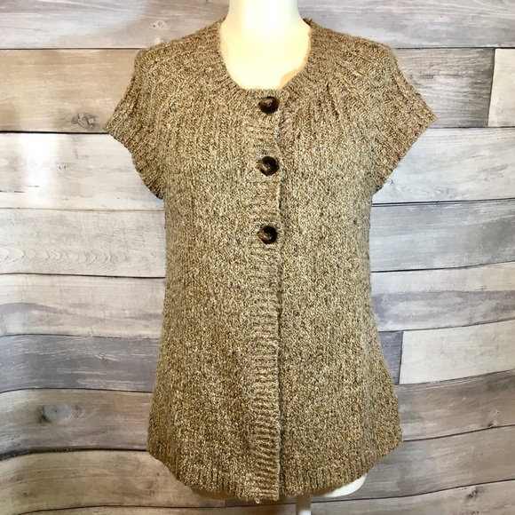CHARTER CLUB marled tan wool blend tunic vest SP - Picture 1 of 5